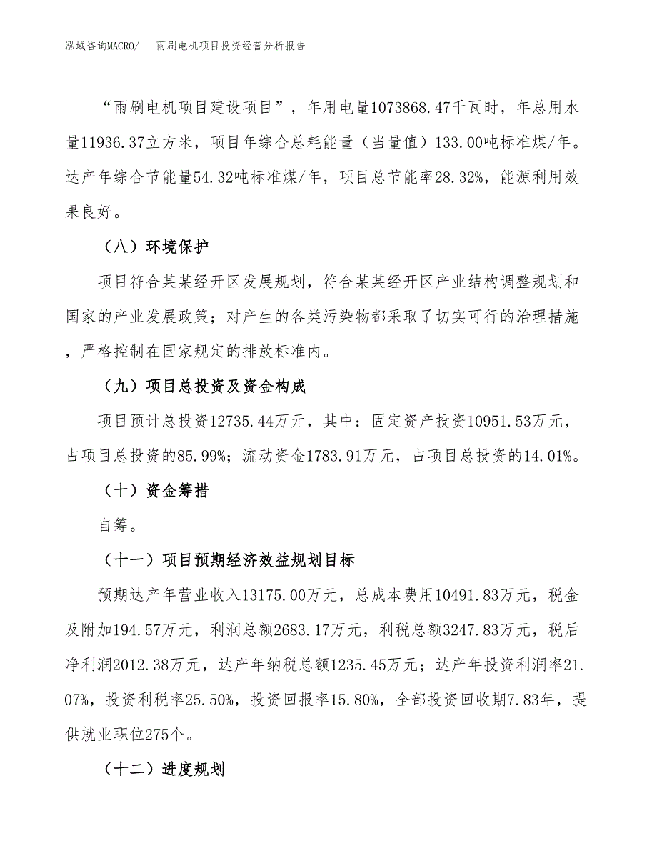 雨刷电机项目投资经营分析报告模板.docx_第4页