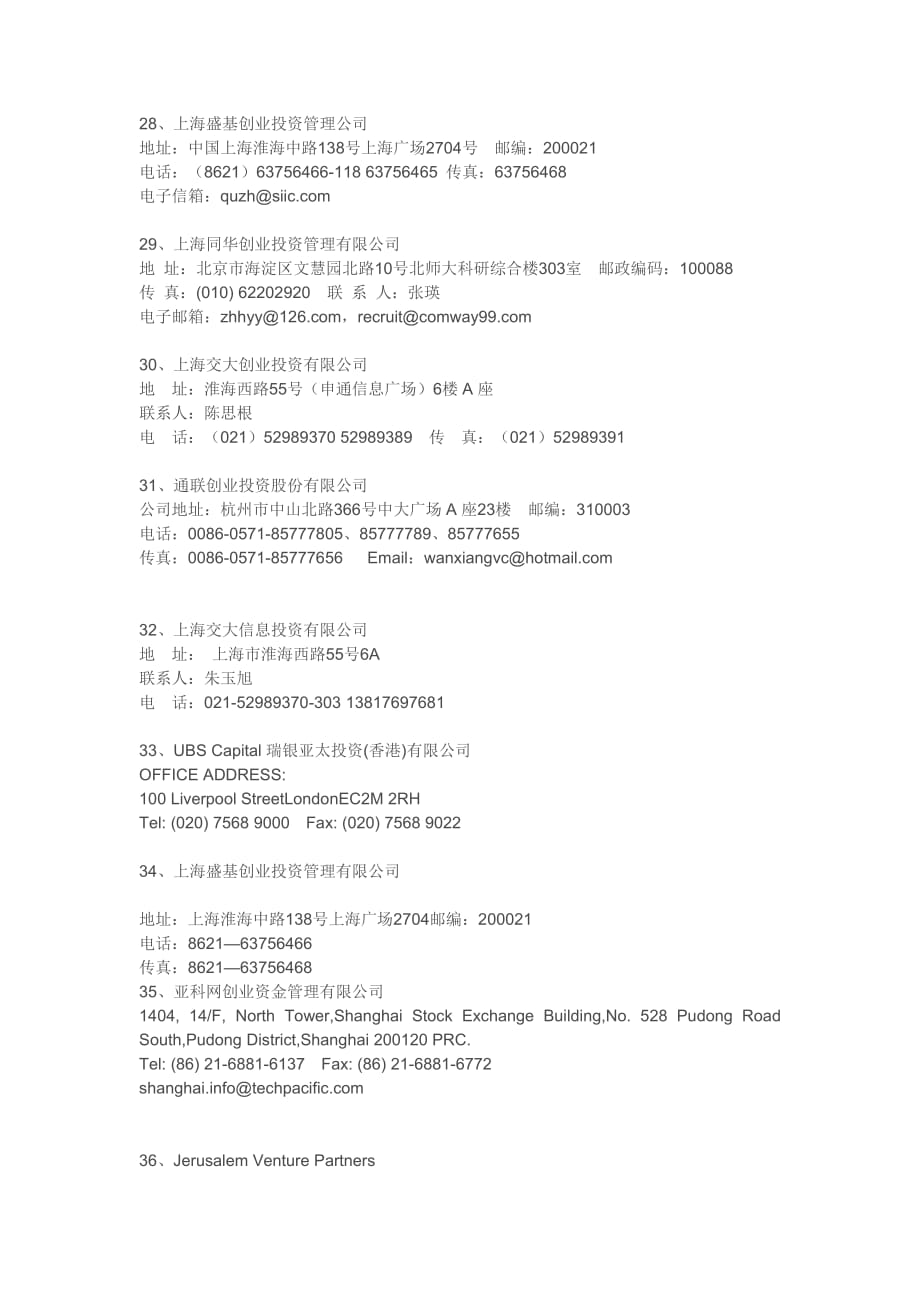 上海风险投资公司通讯名录(完整版)_第4页