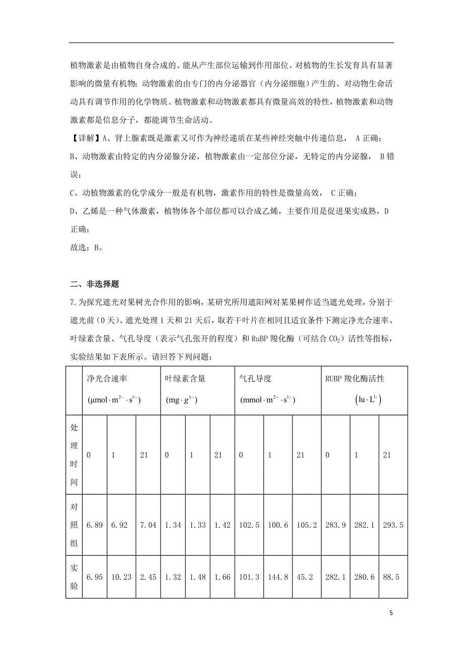 陕西省西安市西北工业大学附中2019届高三生物下学期第十三次适应性训练试题（含解析）_第5页