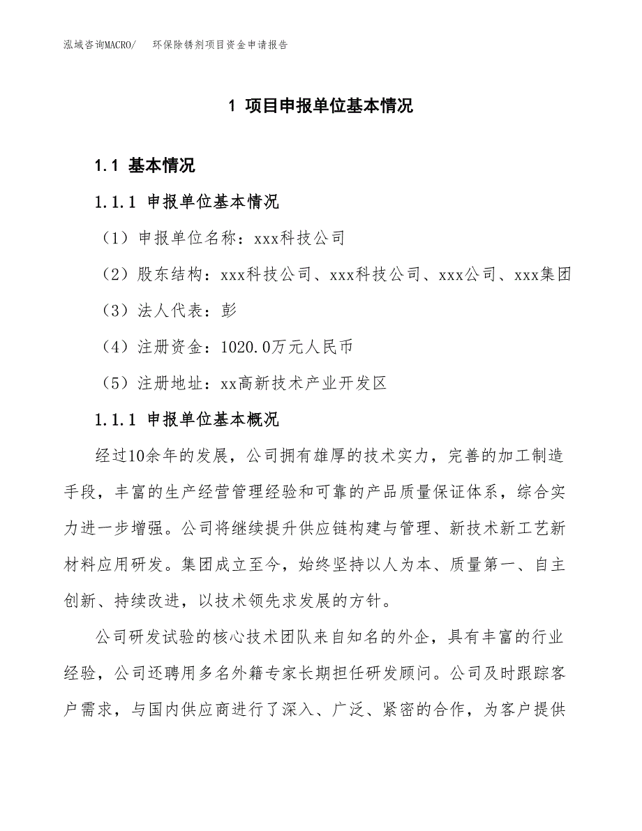 环保除锈剂项目资金申请报告_第3页