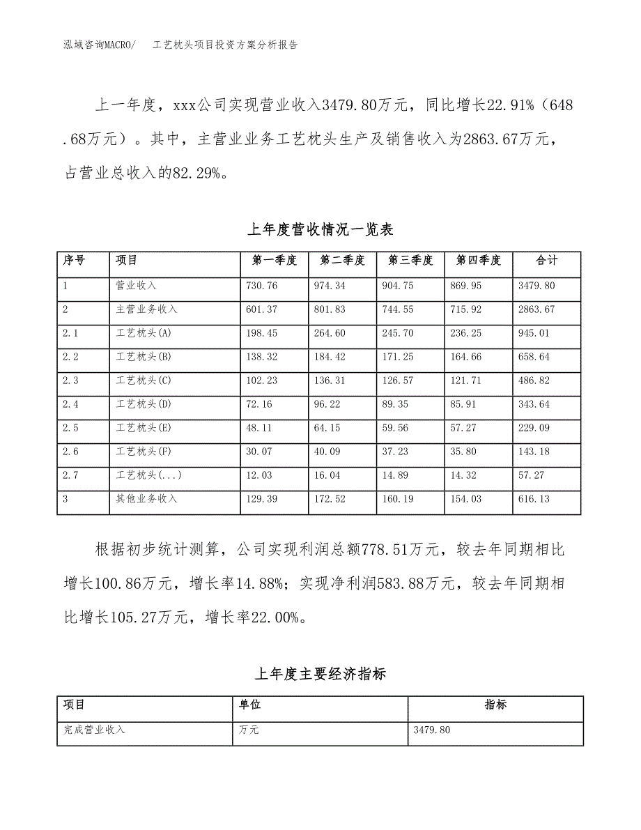 工艺枕头项目投资方案分析报告.docx_第2页