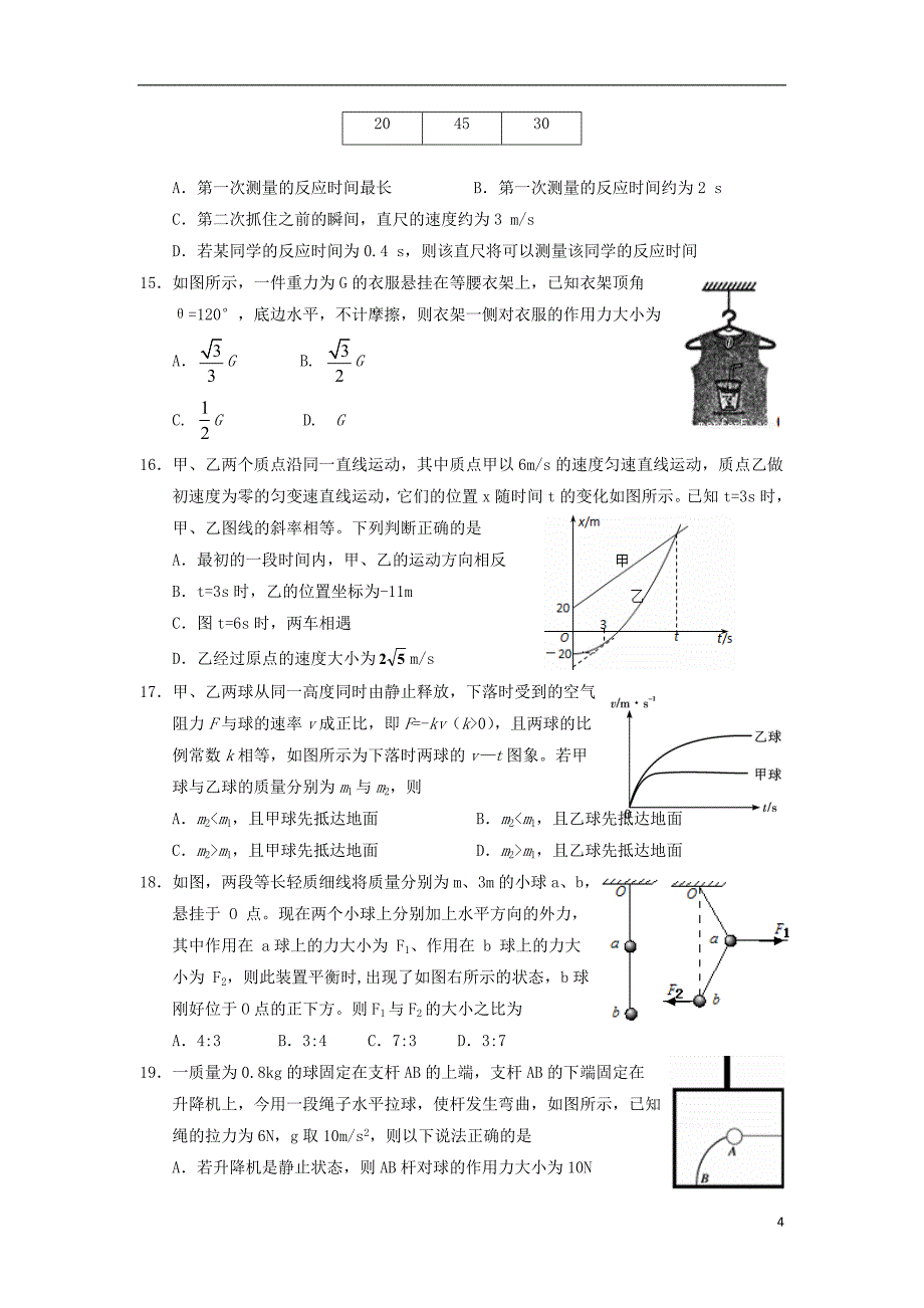 宁夏2020届高三理综上学期第一次月考试题201909110149_第4页