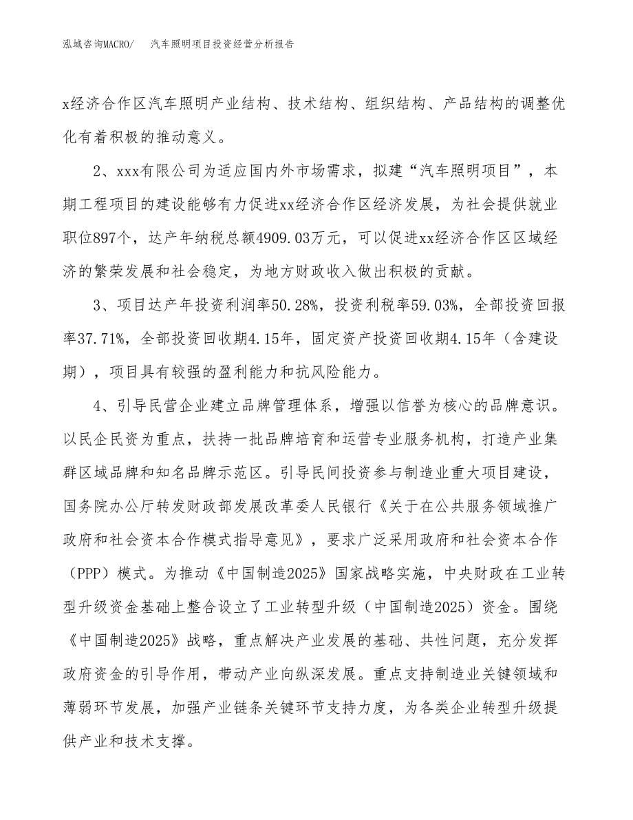 汽车照明项目投资经营分析报告模板.docx_第5页