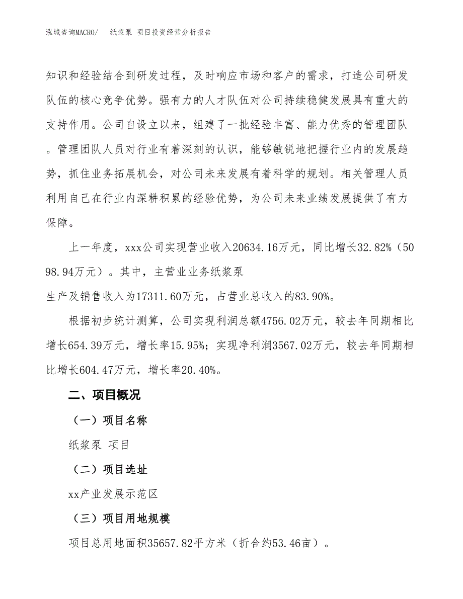 纸浆泵 项目投资经营分析报告模板.docx_第2页