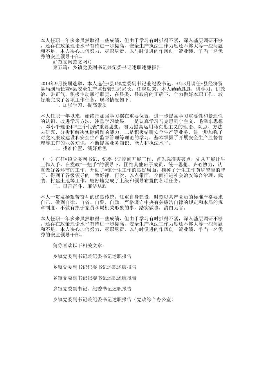 乡镇党委副书记兼纪委书记述职述廉报告(精选多 篇).docx_第5页