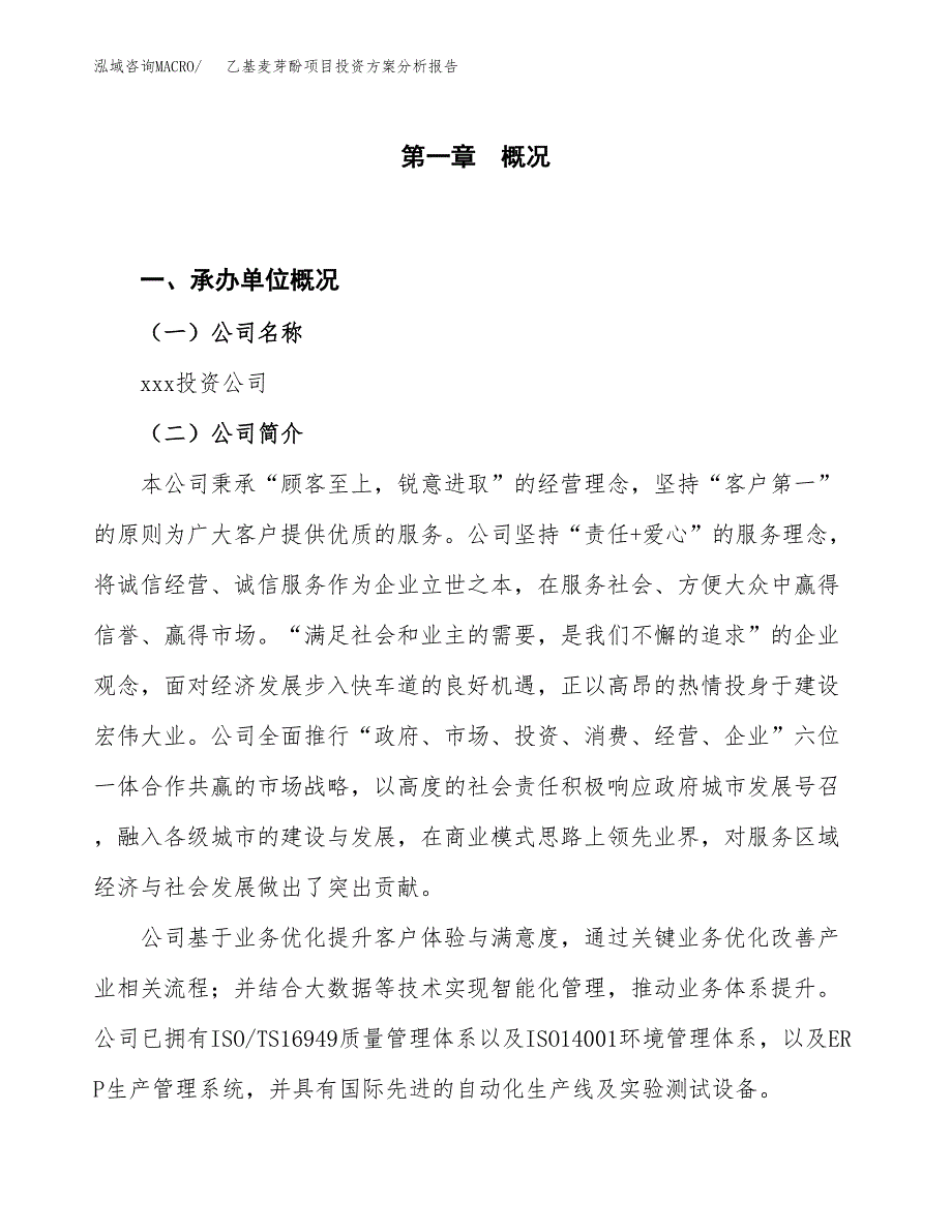 乙基麦芽酚项目投资方案分析报告.docx_第1页