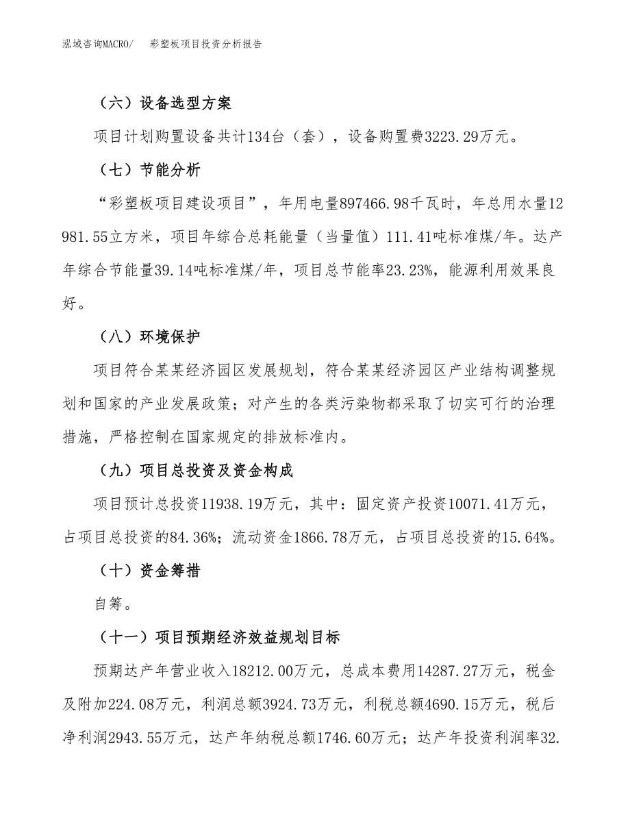 彩塑板项目投资分析报告（总投资12000万元）（60亩）_第5页