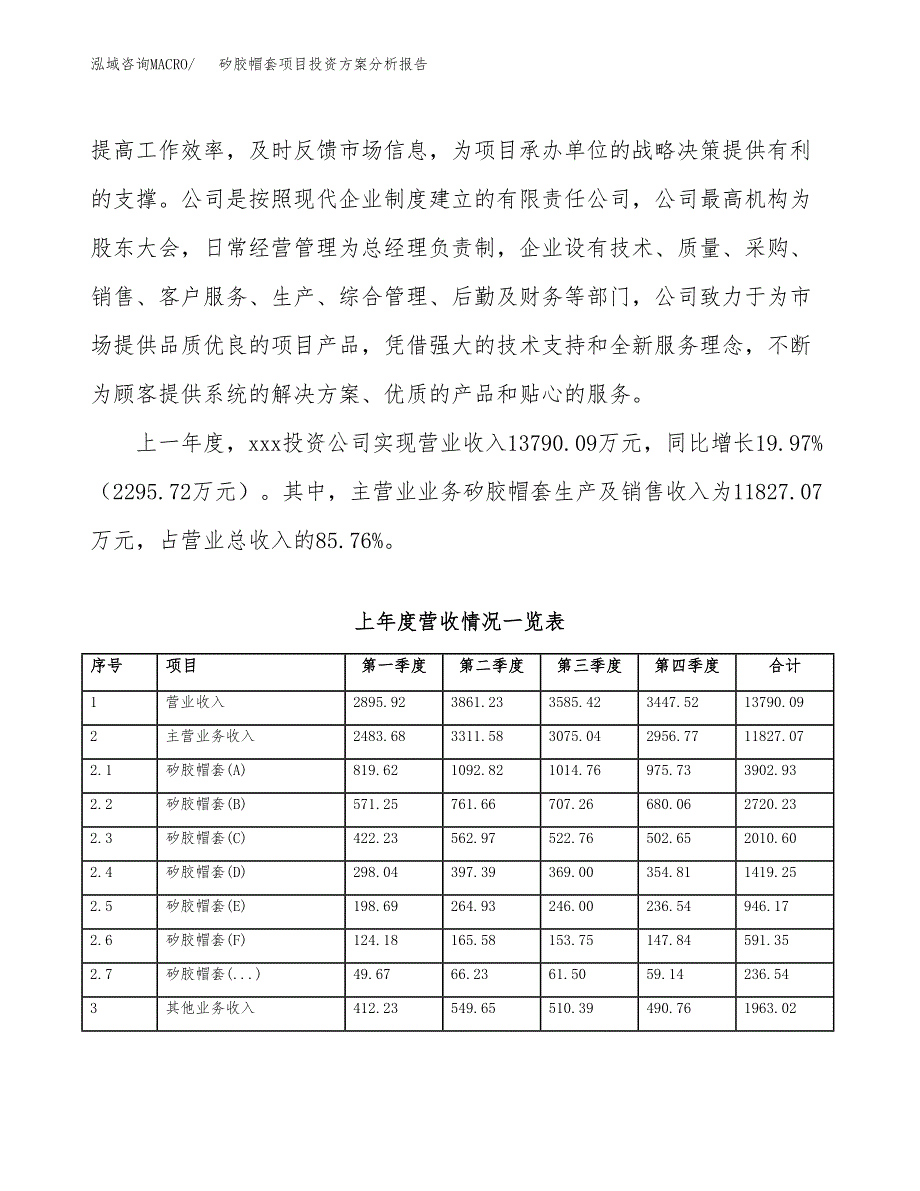 矽胶帽套项目投资方案分析报告.docx_第2页