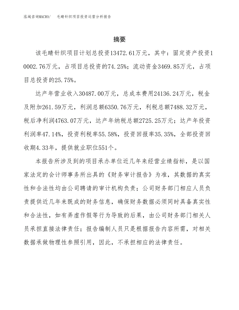 毛睛针织项目投资运营分析报告参考模板.docx_第2页