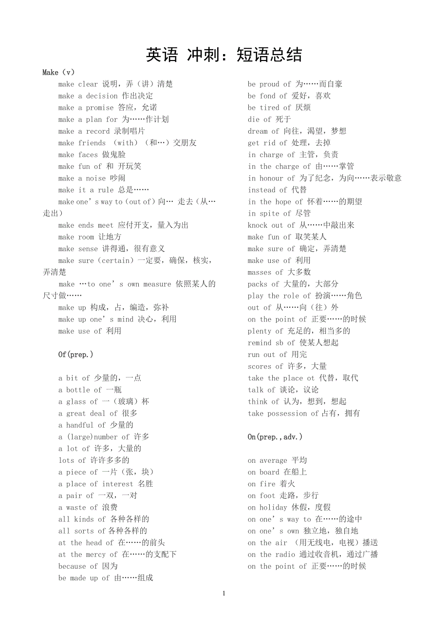 插本英语考前 冲刺：短语总结_第1页