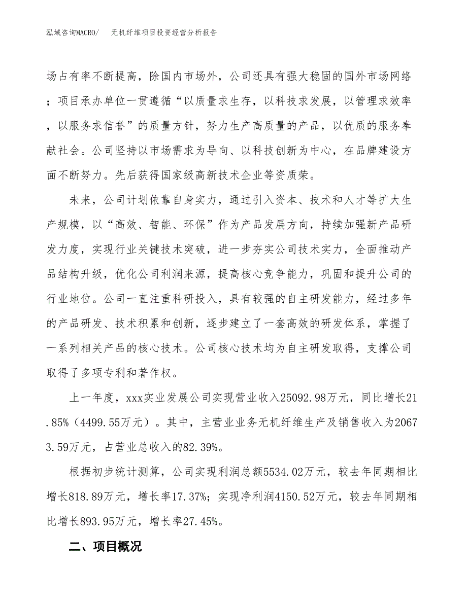 无机纤维项目投资经营分析报告模板.docx_第2页