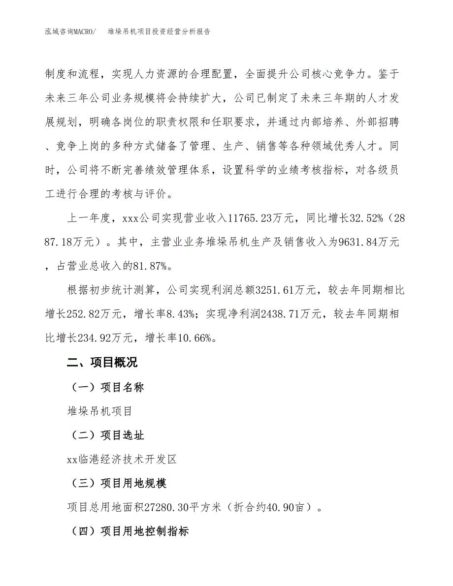 堆垛吊机项目投资经营分析报告模板.docx_第2页