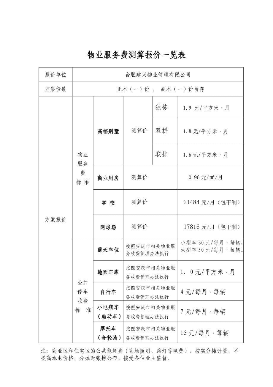 天柱第一城物业管理服务标准方案d_第5页