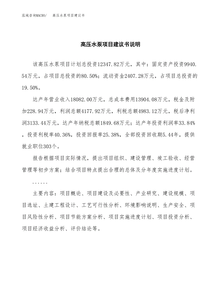 高压水泵项目建议书（可研报告）.docx_第2页