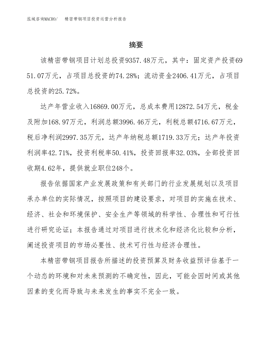 精密带钢项目投资运营分析报告参考模板.docx_第2页