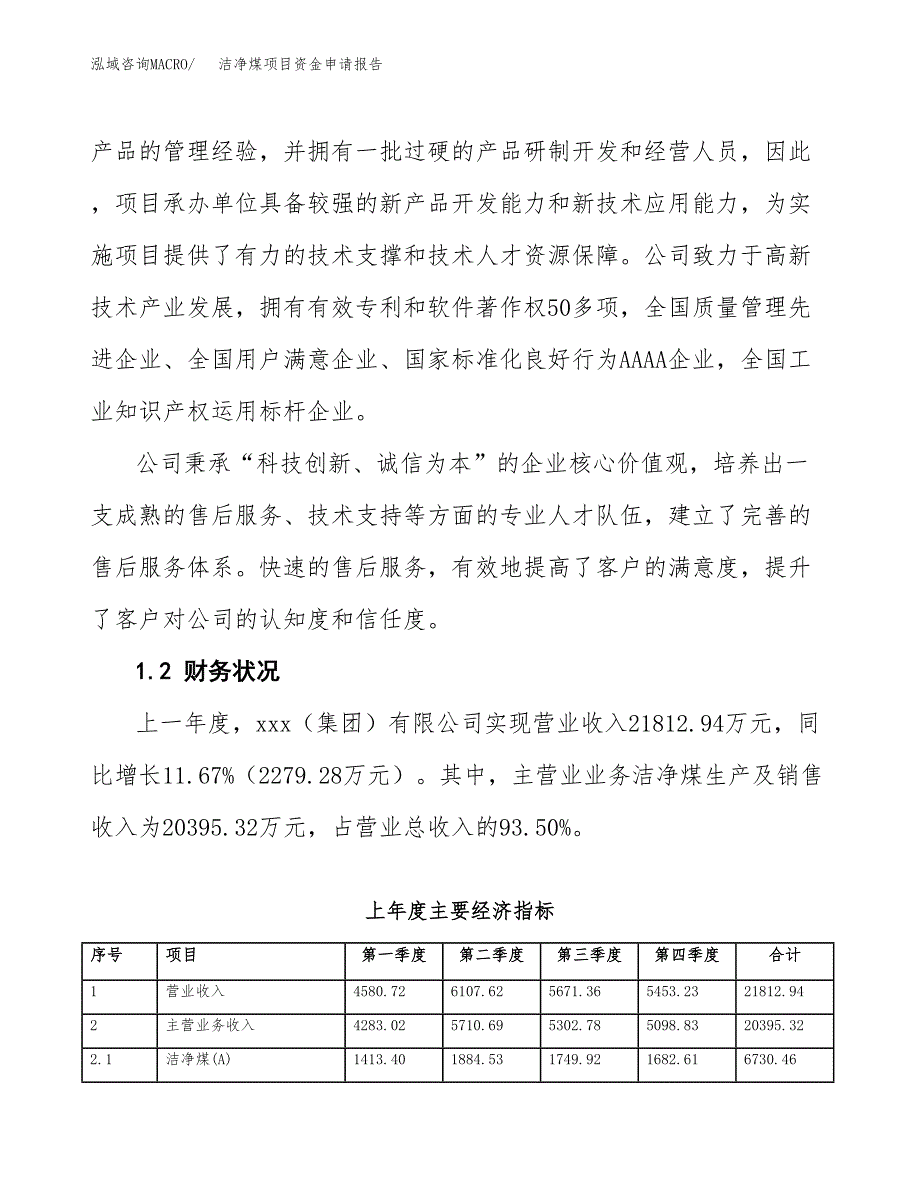 洁净煤项目资金申请报告_第4页