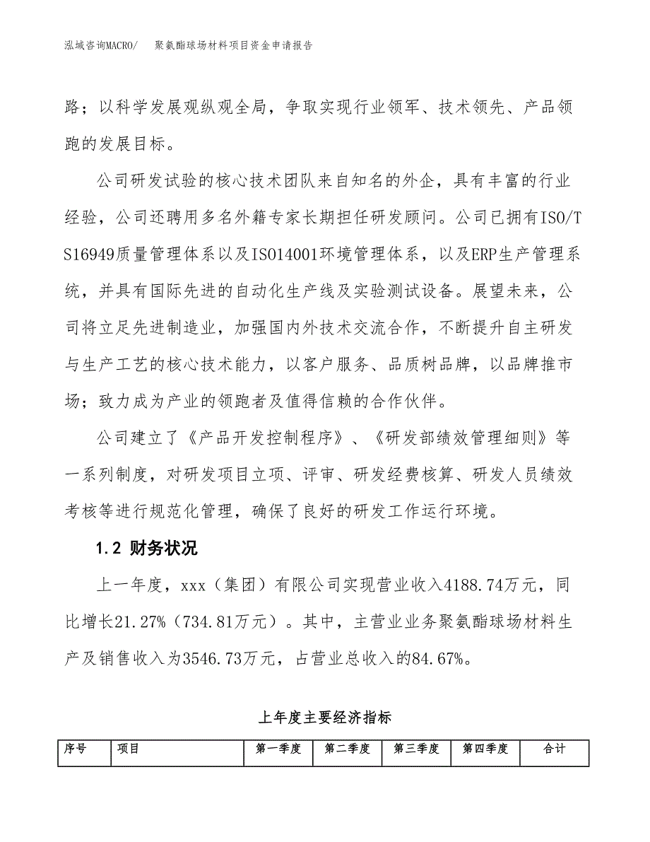 聚氨酯球场材料项目资金申请报告_第4页