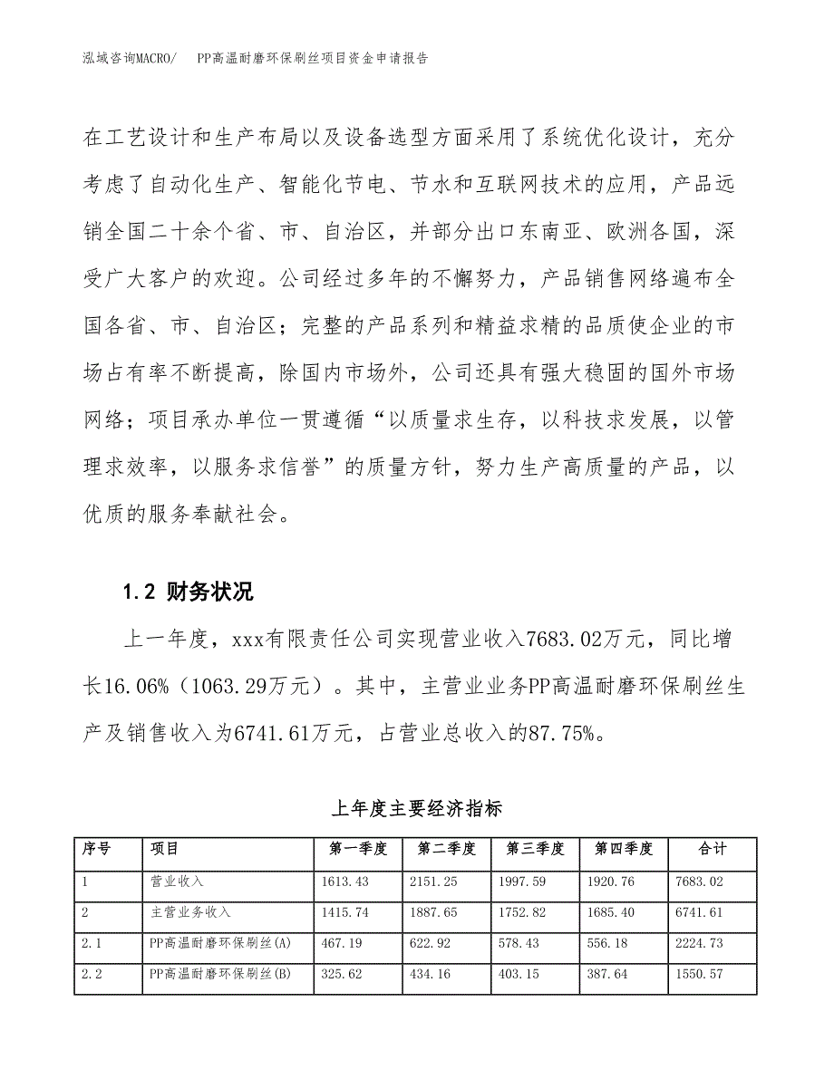 PP高温耐磨环保刷丝项目资金申请报告_第4页