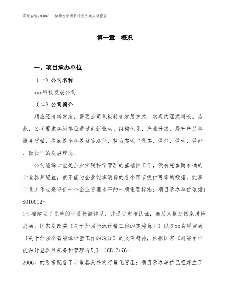 储物室锁项目投资分析报告.docx_第1页