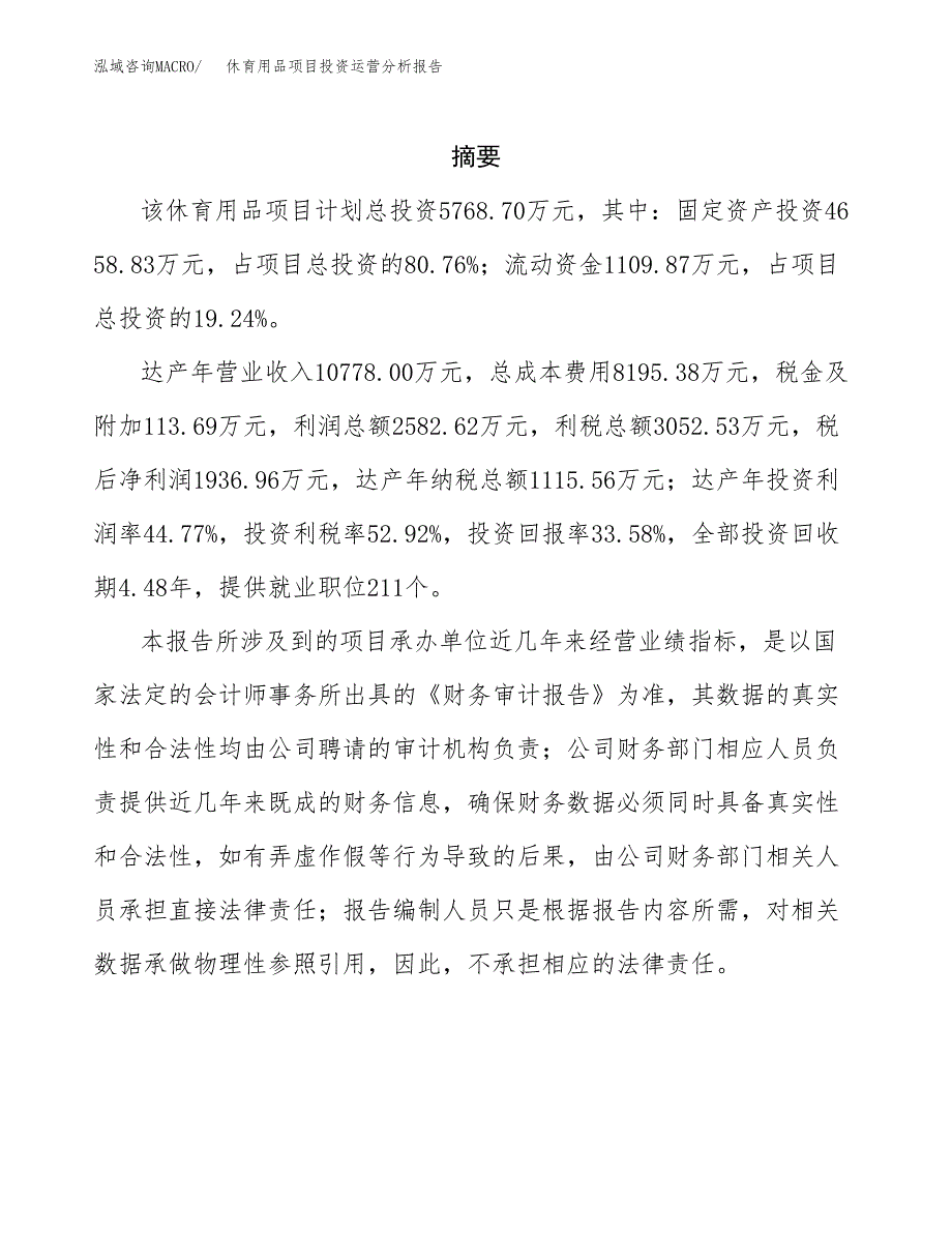 休育用品项目投资运营分析报告参考模板.docx_第2页