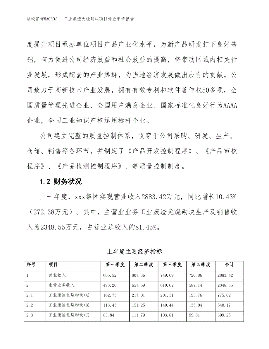 工业废渣免烧砌块项目资金申请报告_第4页