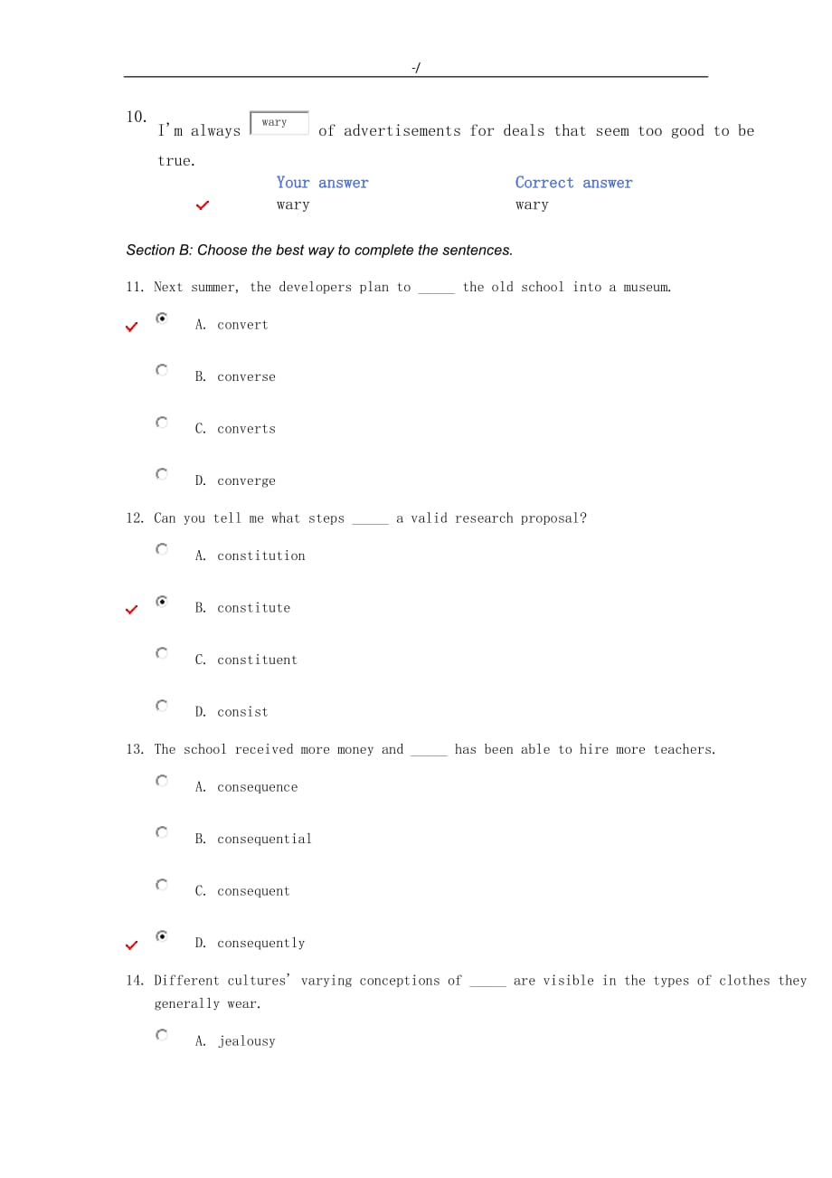 新标准大学英语综合教学方针教学教案单元检查教学教案第3单元答案解析_第2页