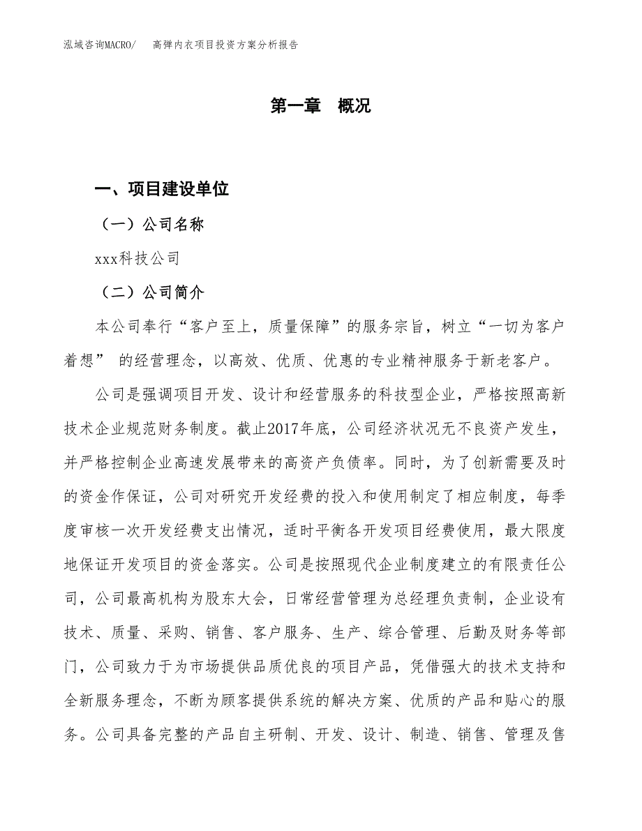 高弹内衣项目投资方案分析报告.docx_第1页