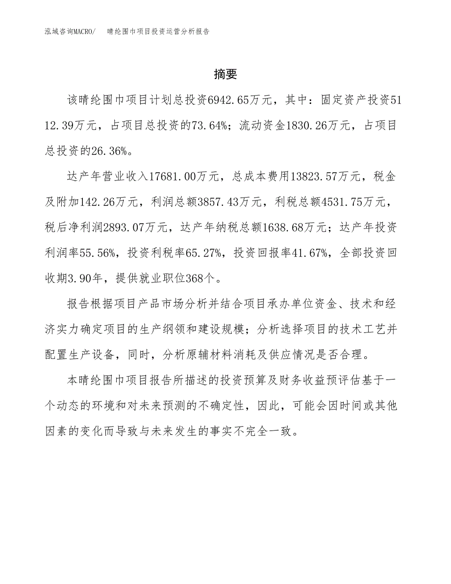 晴纶围巾项目投资运营分析报告参考模板.docx_第2页