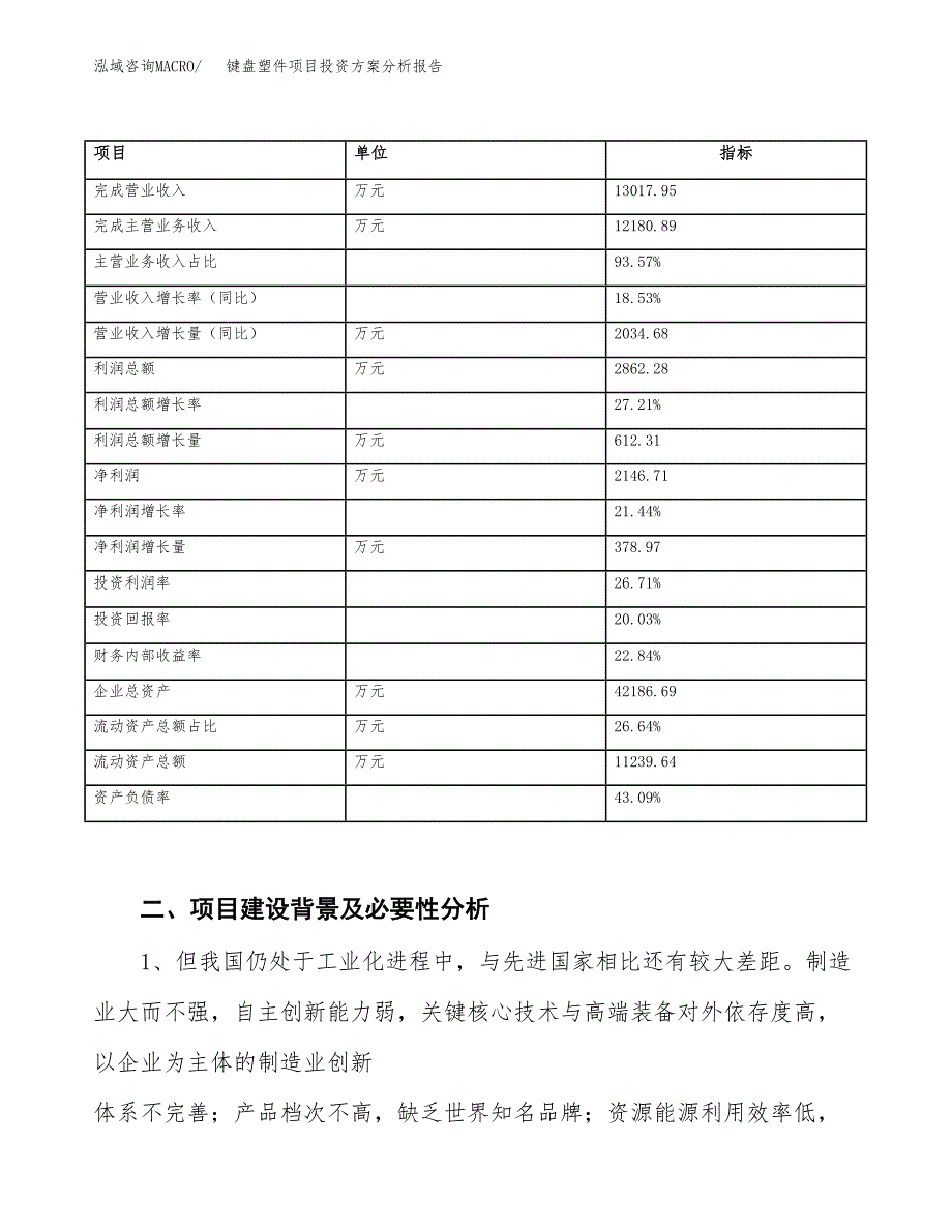 键盘塑件项目投资方案分析报告.docx_第3页