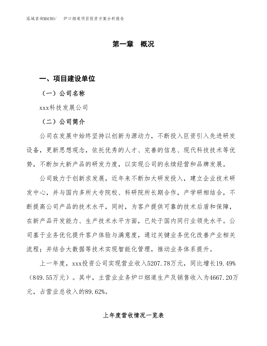 炉口烟道项目投资方案分析报告.docx_第1页