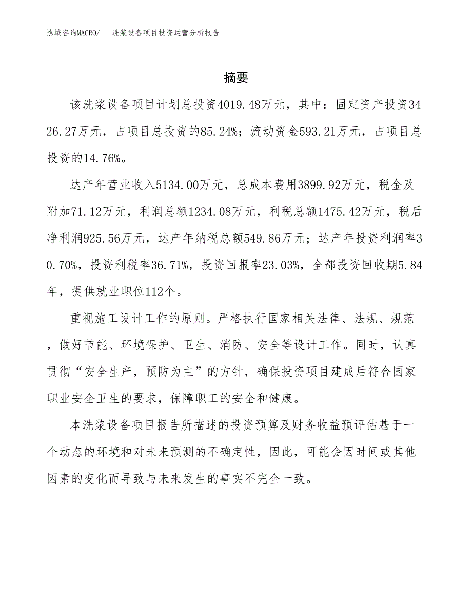 洗浆设备项目投资运营分析报告参考模板.docx_第2页