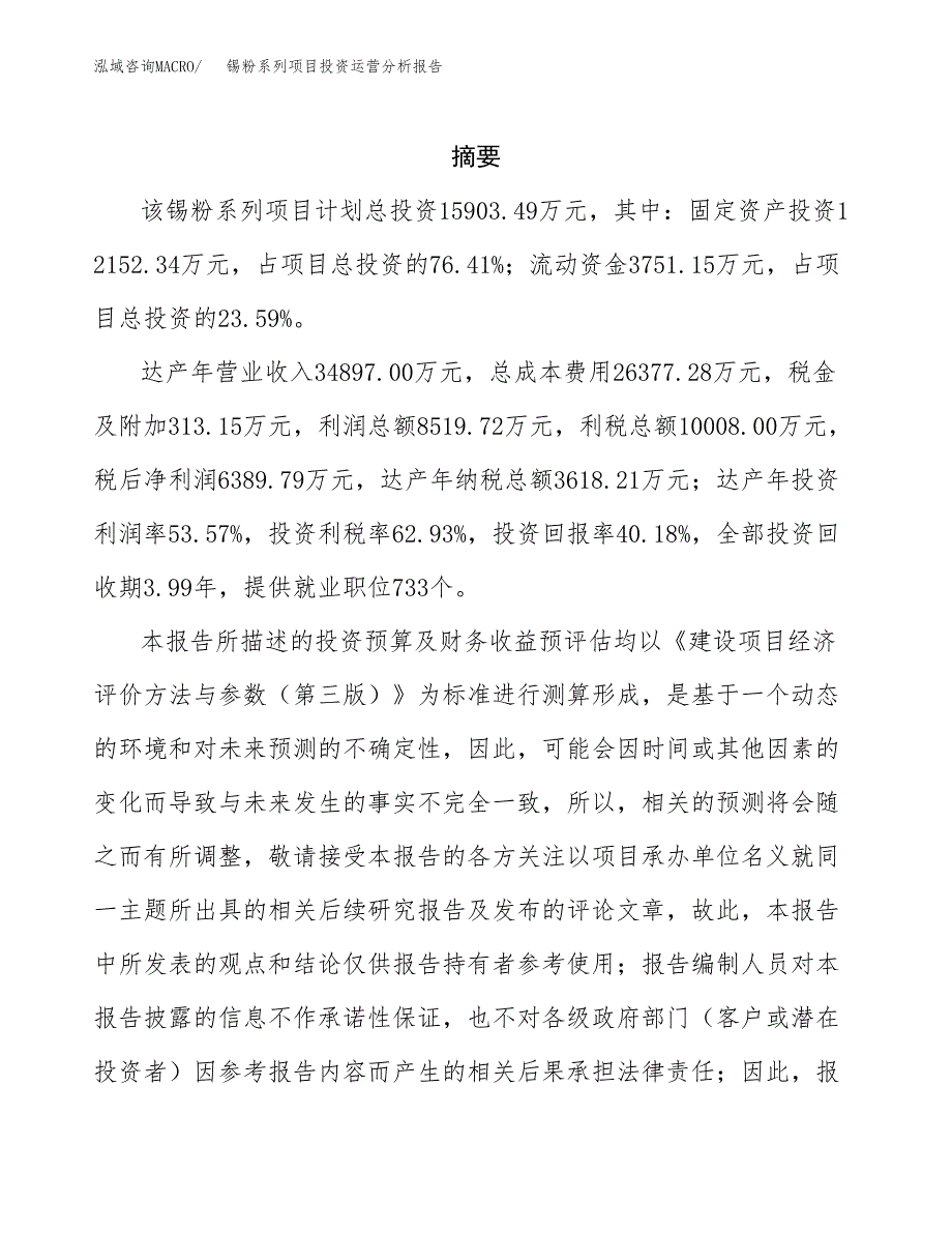 锡粉系列项目投资运营分析报告参考模板.docx_第2页