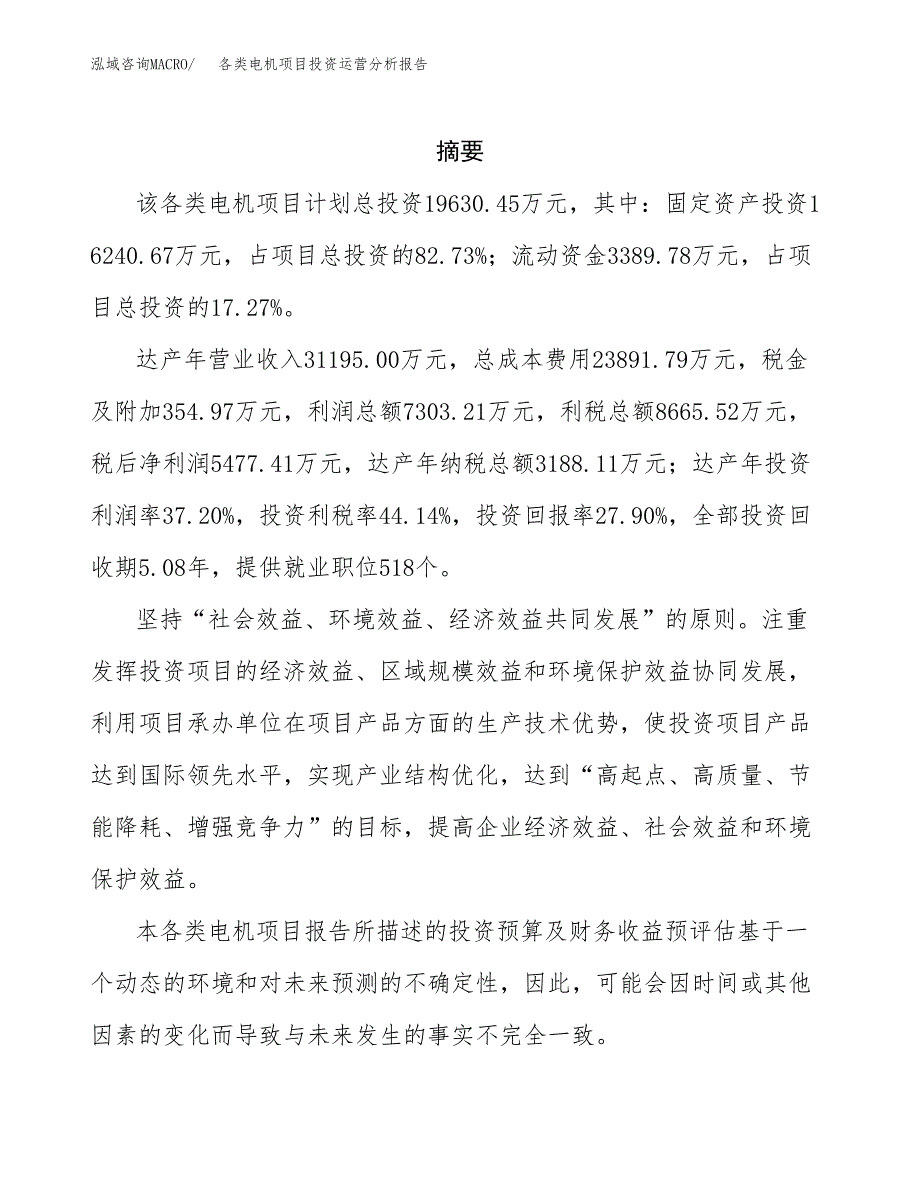 各类电机项目投资运营分析报告参考模板.docx_第2页