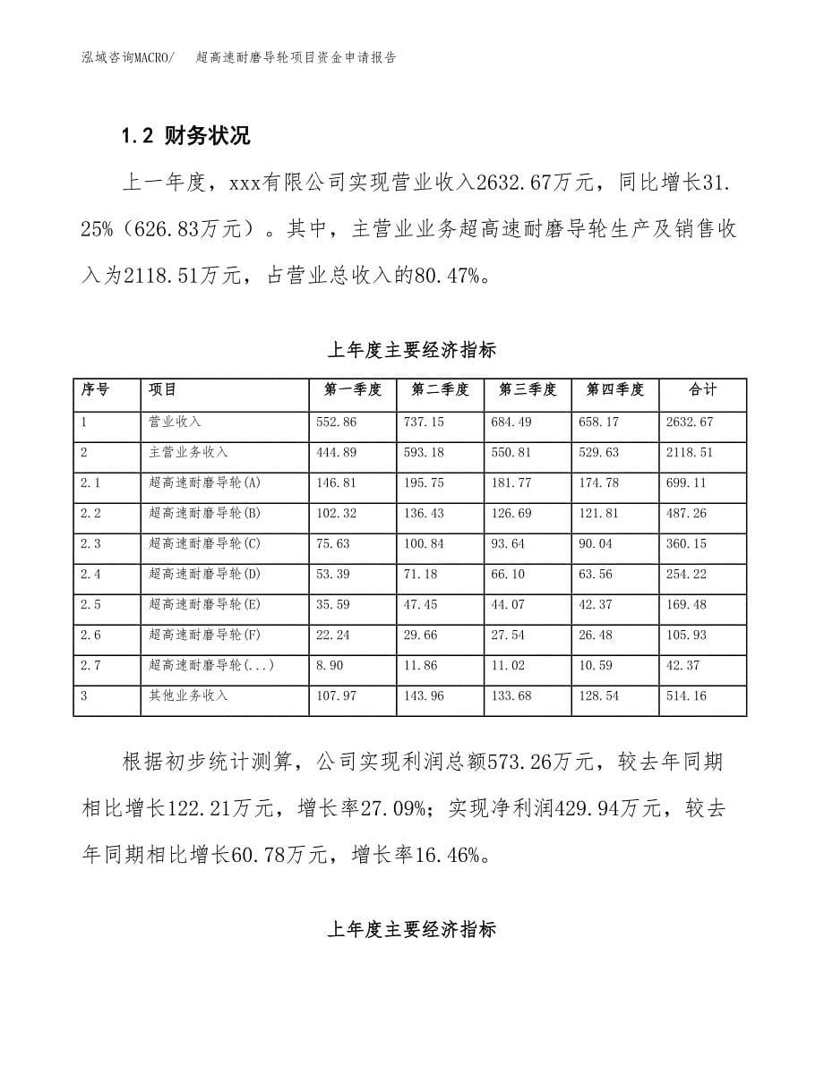 超高速耐磨导轮项目资金申请报告_第5页