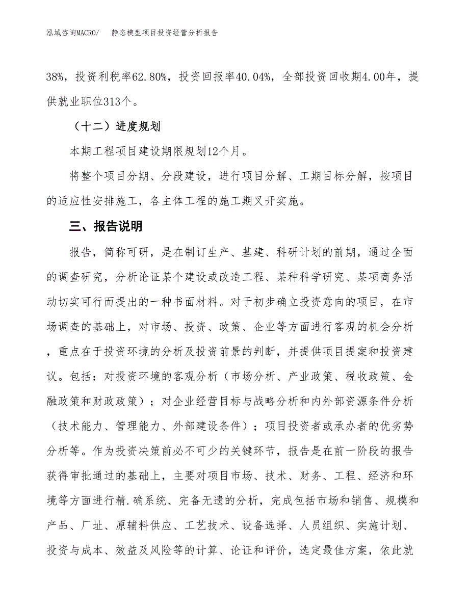 静态模型项目投资经营分析报告模板.docx_第4页