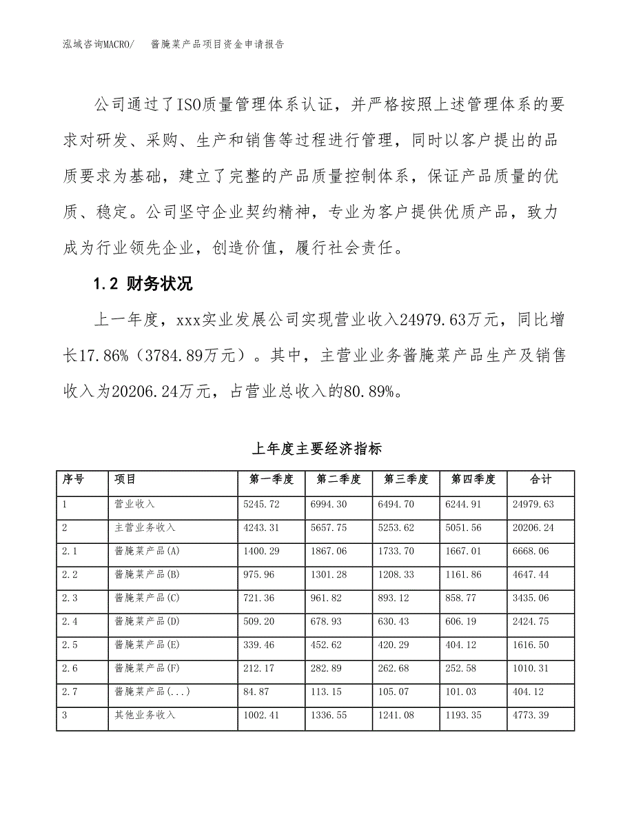 酱腌菜产品项目资金申请报告_第4页