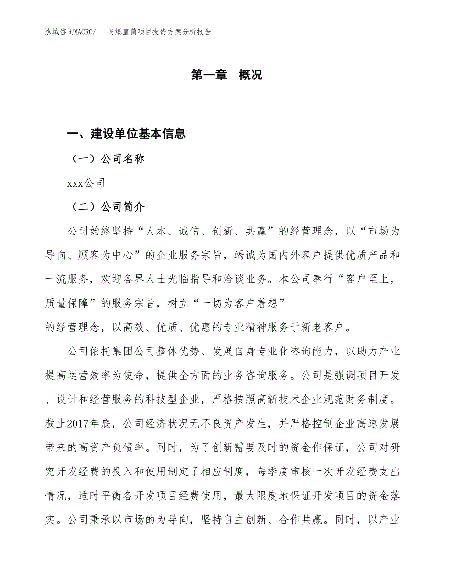 防爆直筒项目投资方案分析报告.docx_第1页