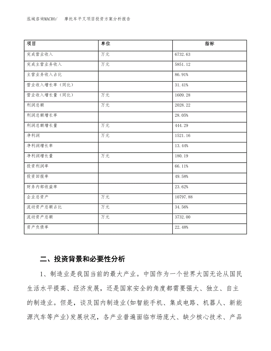 摩托车平叉项目投资方案分析报告.docx_第3页