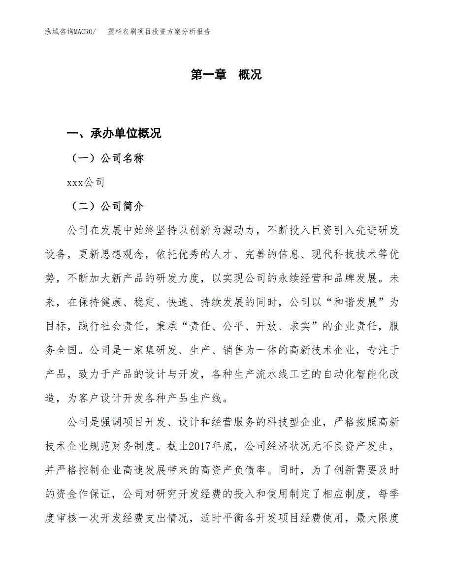 塑料衣刷项目投资方案分析报告.docx_第1页