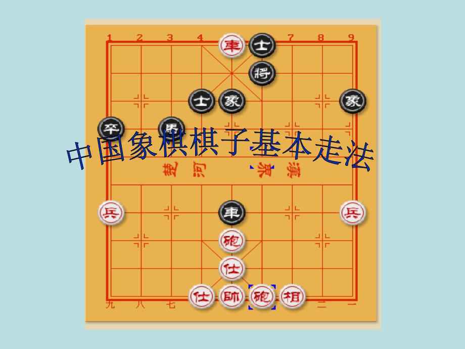 中国象棋棋子基本走法(适合教学用)讲述_第1页