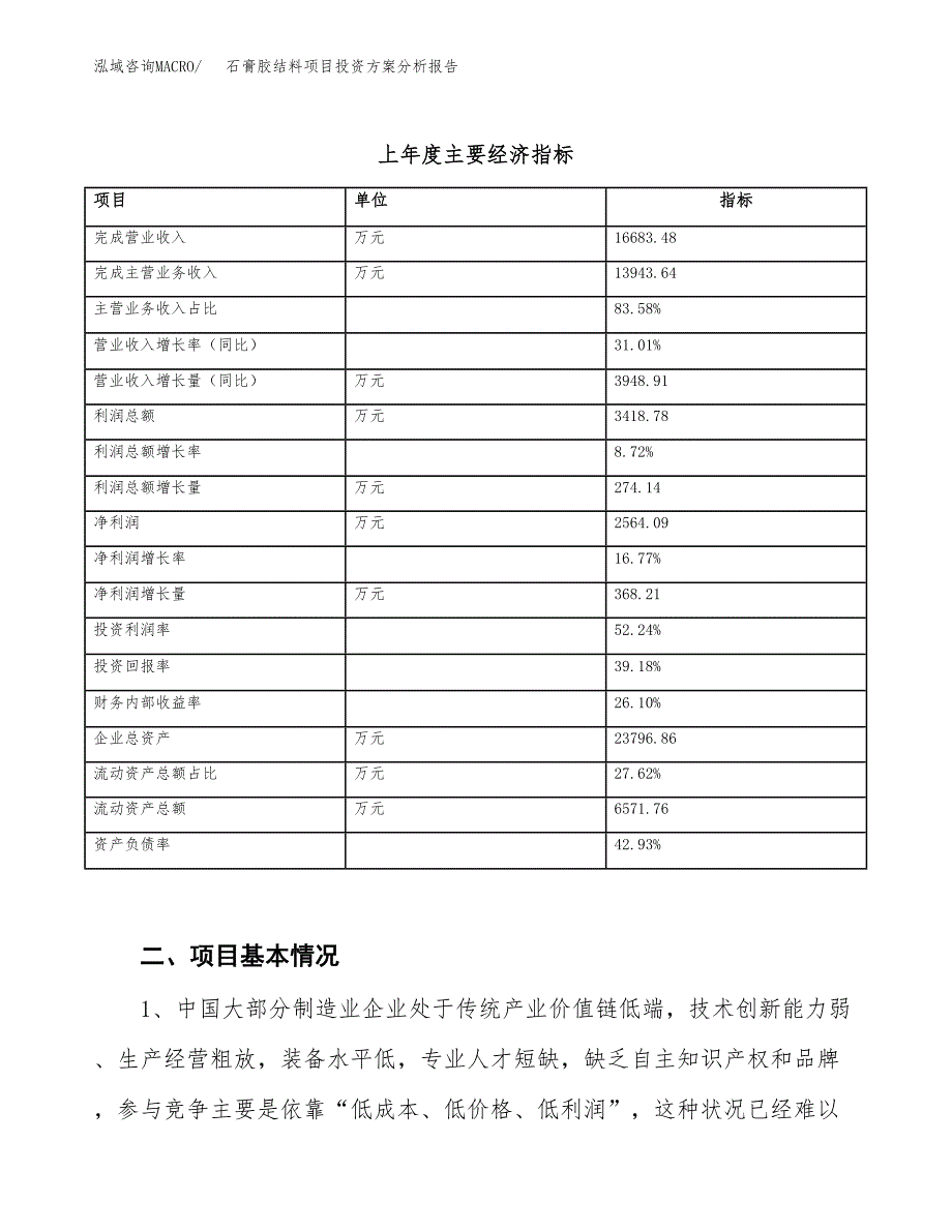 石膏胶结料项目投资方案分析报告.docx_第4页