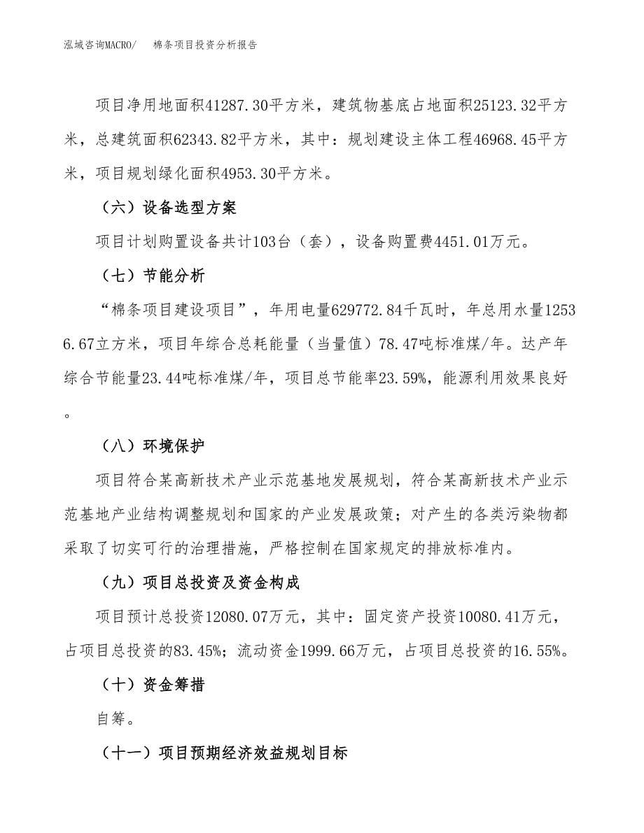 棉条项目投资分析报告（总投资12000万元）（62亩）_第5页