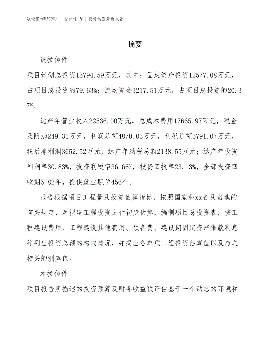 拉伸件 项目投资运营分析报告参考模板.docx_第2页