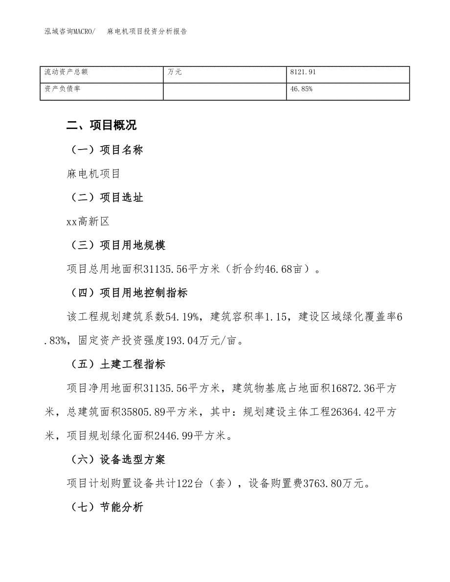 麻电机项目投资分析报告（总投资13000万元）（47亩）_第5页