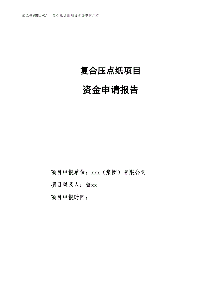 复合压点纸项目资金申请报告_第1页