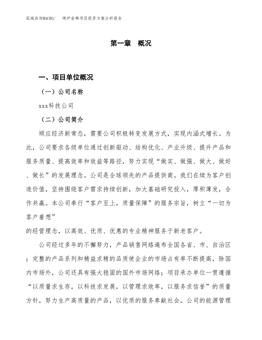 烤炉岩棉项目投资方案分析报告.docx_第1页