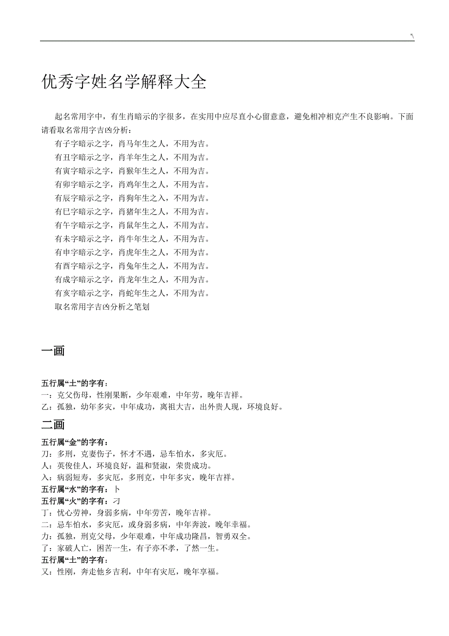 优秀字姓名学解释资料大全_第1页