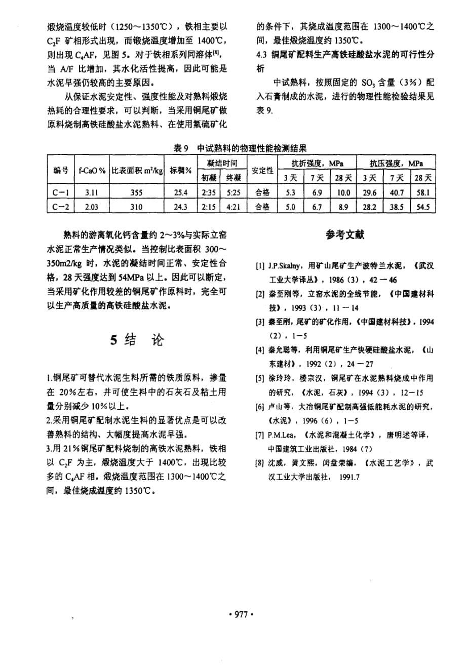 铜尾矿配料时高铁硅酸盐水泥熟料的制备与性能研究_第5页