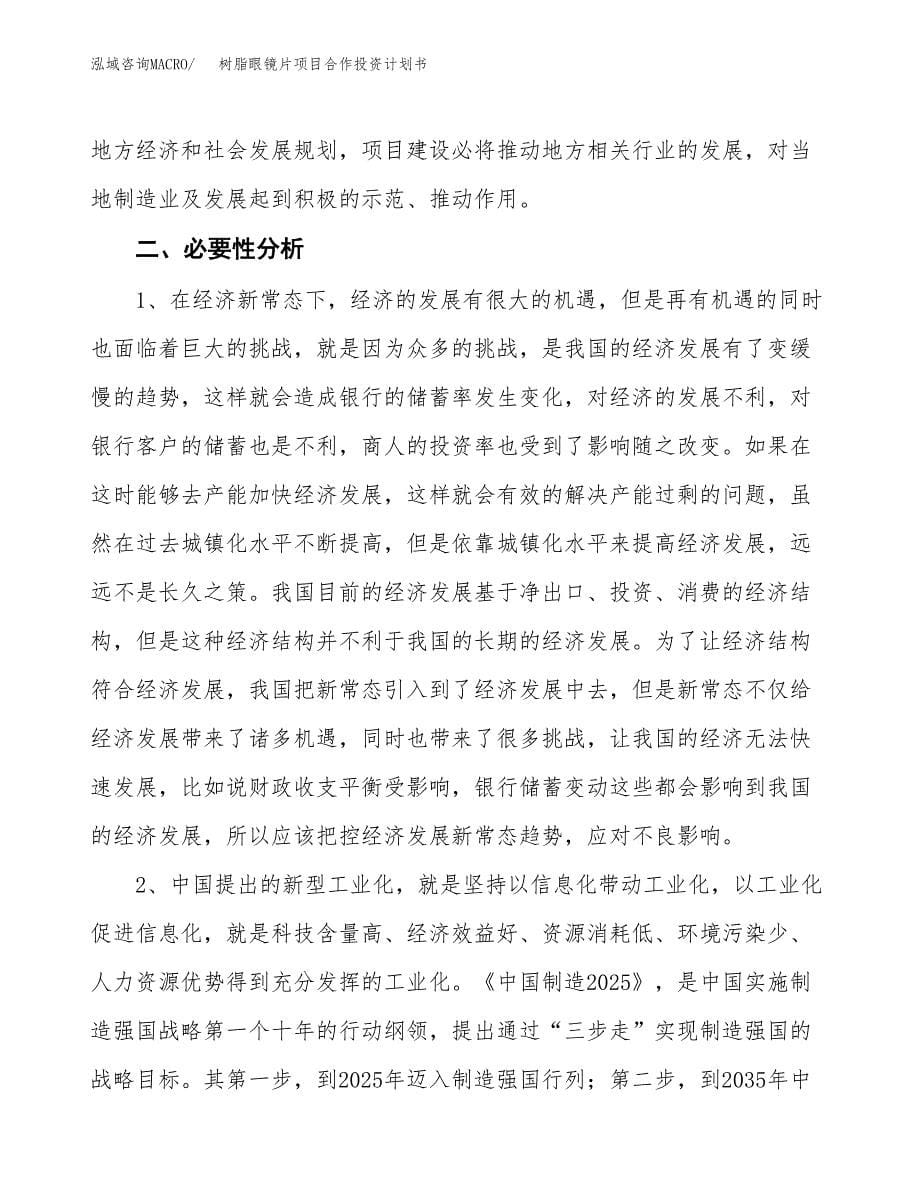 树脂眼镜片项目合作投资计划书.docx_第5页