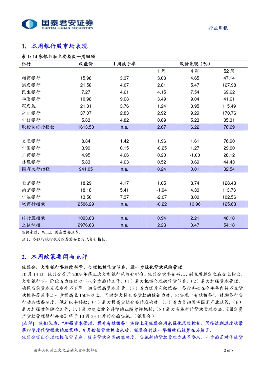 国泰君安_银行业周报09年第39期_第2页